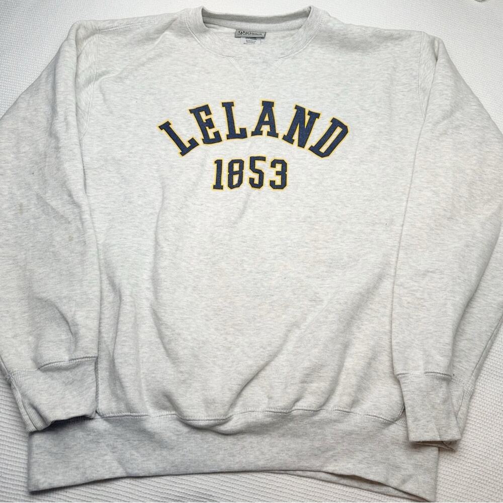 Leland Michigan Artisan Light Gray Crewneck Sweater